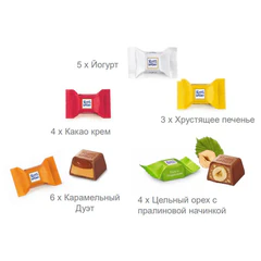 Шоколадные конфеты RITTER SPORT &laquo;DANKE SCHON&raquo;, набор 5 вкусов, 22 конфеты, 176 г