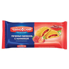 Печенье сдобное ЧАЙКОФСКИЙ с клубничной начинкой, 132 г