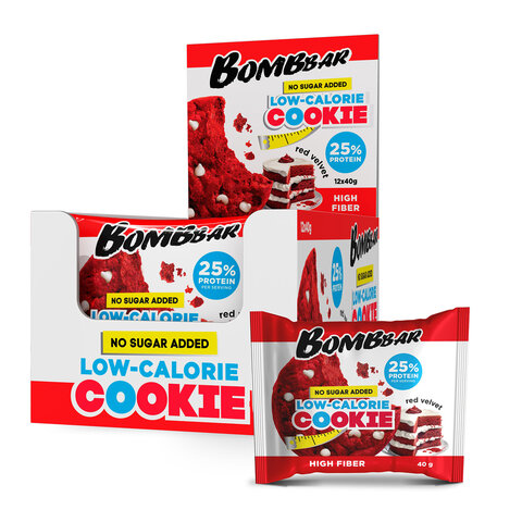 Печенье BOMBBAR "Красный бархат" без сахара 40 г, шоу-бокс, ББР536