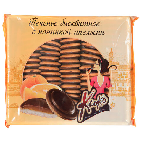 Печенье бисквитное глазированное КИКО со вкусом апельсина 1,2 кг