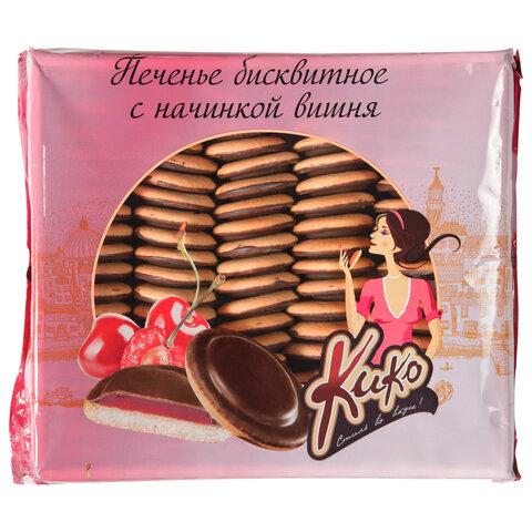 Печенье бисквитное глазированное КИКО со вкусом вишни 1,2 кг