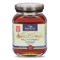 Мед горный БЕРЕСТОВ А.С. &laquo;Алтайцвет&raquo; 200 г, стеклянная банка