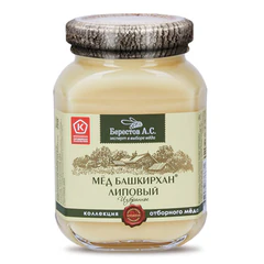 Мед липовый БЕРЕСТОВ А.С. &laquo;Башкирхан&raquo; 200 г, стеклянная банка