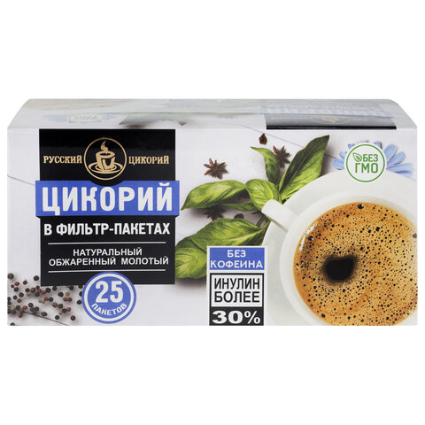 Цикорий молотый РУССКИЙ ЦИКОРИЙ жареный, 25 фильтр-пакетов по 2 г, нхи2003
