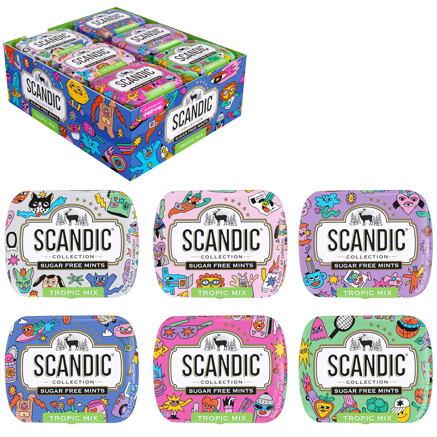 Драже освежающие SCANDIC без сахара со вкусом "Тропический микс", 14 г