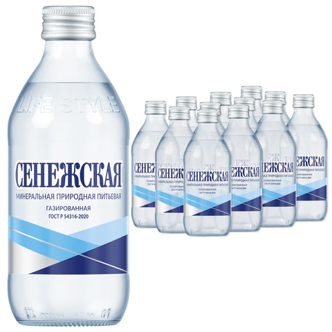 Вода газированная минеральная СЕНЕЖСКАЯ ГОСТ 0,33 л, стеклянная бутылка, 4600286110781