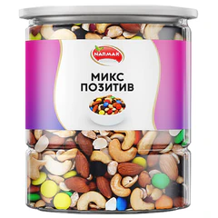 Смесь орехов NARMAK "Микс Позитив" (миндаль, кешью, арахис, изюм, шоколадное драже), 500 г