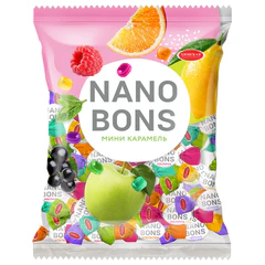 Карамель леденцовая АЗОВСКАЯ "Nanobons" ассорти (малина, яблоко, мята, лимон), 1000 г