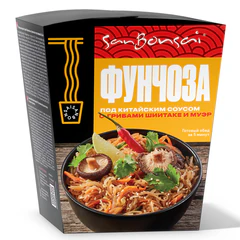 Вермишель фунчоза под китайским соусом SANBONSAI с грибами шиитаке и муэр, 120 г
