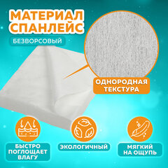Салфетка одноразовая белая 20х20 см, КОМПЛЕКТ 100 шт., спанлейс, 40 г/м2, ЧИСТОВЬЕ