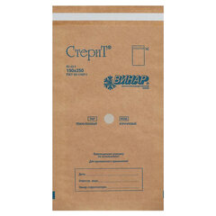 Пакет крафт самоклеящийся ВИНАР СТЕРИТ, комплект 100 шт., для ПАРОВОЙ/<wbr/>ВОЗДУШНОЙ стерилизации, 150&times;250 мм