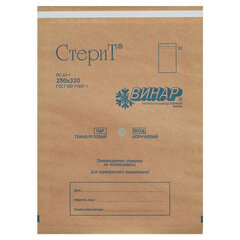 Пакет крафт самоклеящийся ВИНАР СТЕРИТ, комплект 100 шт., для ПАРОВОЙ/<wbr/>ВОЗДУШНОЙ стерилизации, 250&times;320 мм