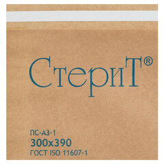 Пакет крафт самоклеящийся ВИНАР СТЕРИТ, комплект 100 шт., для ПАРОВОЙ/<wbr/>ВОЗДУШНОЙ стерилизации, 300&times;390 мм