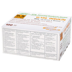 Шприц инсулиновый SFM, 0,5 мл, КОМПЛЕКТ 10 шт., в пакете, U-100 игла несъемная 0,3&times;8 мм &mdash; 30G