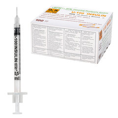 Шприц инсулиновый SFM, 0,5 мл, КОМПЛЕКТ 10 шт., в пакете, U-100 игла несъемная 0,3&times;8 мм &mdash; 30G