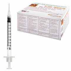 Шприц инсулиновый SFM, 0,5 мл, КОМПЛЕКТ 10 шт., пакет, U-100 игла несъемная 0,33&times;12,7 мм &mdash; 29G