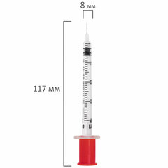 Шприц инсулиновый SFM, 1 мл, КОМПЛЕКТ 10 шт., в пакете, U-40 игла несъемная 0,3&times;8 мм &mdash; 30G