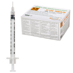 Шприц инсулиновый SFM, 1 мл, КОМПЛЕКТ 10 шт., в пакете, U-100 игла несъемная 0,3&times;8 мм &mdash; 30G
