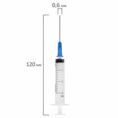 Шприц 3-х компонентный PASCAL, 3 мл, КОМПЛЕКТ 100 шт. в пакете, игла 0,6&times;30 &mdash; 23G