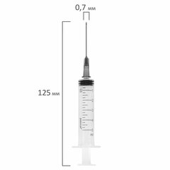 Шприц 3-х компонентный PASCAL, 5 мл, КОМПЛЕКТ 100 шт., в пакете, игла 0,7&times;30 – 22G