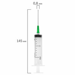 Шприц 3-х компонентный PASCAL, 10 мл, КОМПЛЕКТ 100 шт., в пакете, игла 0,8&times;40 – 21G