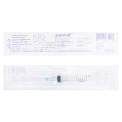 Шприц 3-х компонентный PASCAL, 3 мл, КОМПЛЕКТ 10 шт., в коробке, игла 0,6&times;30 &mdash; 23G