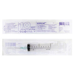 Шприц 3-х компонентный PASCAL, 10 мл, КОМПЛЕКТ 10 шт., в коробке, игла 0,8&times;40 &mdash; 21G