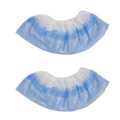 Бахилы КОМПЛЕКТ 100 штук (50 пар), ДВОЙНЫЕ (со стелькой), 40&times;14 см, 40 мкм, 4 г, ПНД, LAIMA, 630720