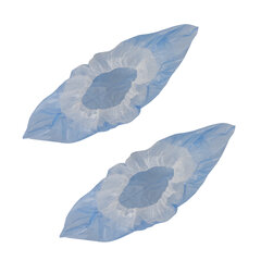 Бахилы КОМПЛЕКТ 100 штук (50 пар), ДВОЙНЫЕ (со стелькой), 40&times;14 см, 40 мкм, 4 г, ПНД, LAIMA, 630720