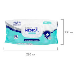 Дезинфицирующие салфетки спиртовые 100 штук SMART MEDICAL, крышка-клапан