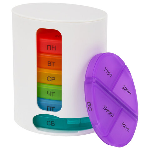 ТАБЛЕТНИЦА / Контейнер-органайзер для лекарств и витаминов "7 дней/4 приема WHITE", DASWERK (ДАСВЕРК), 630847