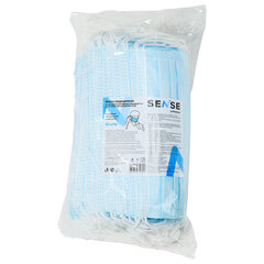 Маски одноразовые КОМПЛЕКТ 50 шт. медицинские 3-х слойные голубые (фильтр мельтблаун) SENSE