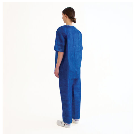 Костюм хирургический синий (рубашка и брюки) 52-54 р., спанбонд 42 г/м2, ГЕКСА - фото 7