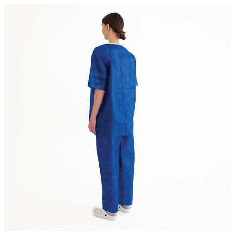 Костюм хирургический синий (рубашка и брюки) 56-58 р., спанбонд 42 г/м2, ГЕКСА - фото 8