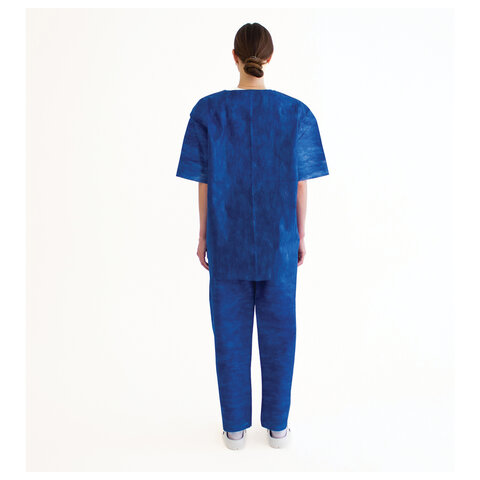 Костюм хирургический синий (рубашка и брюки) 56-58 р., спанбонд 42 г/м2, ГЕКСА - фото 10