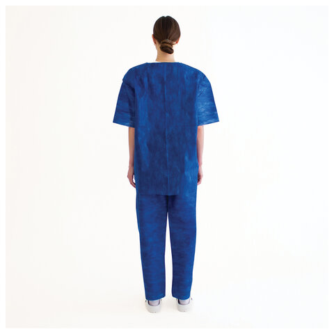 Костюм хирургический синий (рубашка и брюки) 56-58 р., спанбонд 42 г/м2, ГЕКСА - фото 7