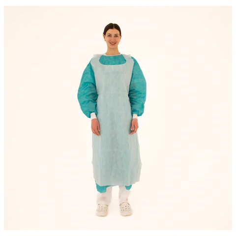 Фартук защитный одноразовый, длина 140 см, КОМПЛЕКТ 10 шт., ламинированный спанбонд 40 г/м2, ГЕКСА, голубой - фото 2