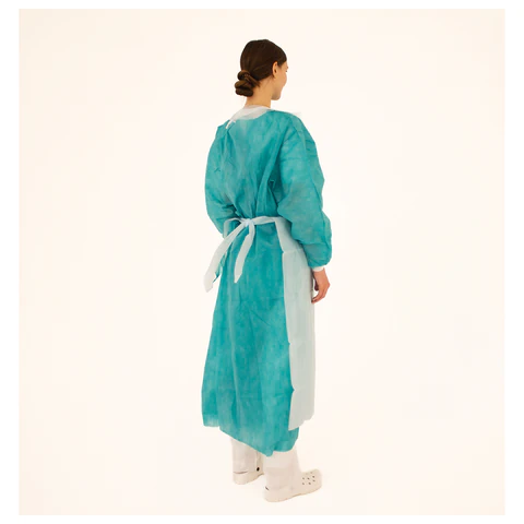 Фартук защитный одноразовый, длина 140 см, КОМПЛЕКТ 10 шт., ламинированный спанбонд 40 г/м2, ГЕКСА, голубой - фото 5