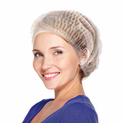 Шапочка-берет Шарлотта &laquo;Плиссе&raquo; белая, КОМПЛЕКТ 125 шт., спанбонд 8 г/<wbr/>м<sup>2</sup>, ГЕКСА