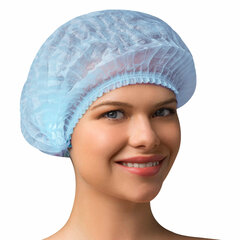 Шапочка-берет Шарлотта &laquo;Плиссе&raquo; голубая, КОМПЛЕКТ 125 шт., спанбонд 15 г/<wbr/>м<sup>2</sup>, ГЕКСА
