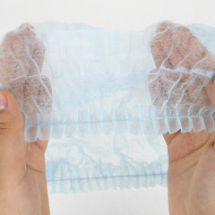 Шапочка-берет Шарлотта &laquo;Плиссе&raquo; голубая, КОМПЛЕКТ 125 шт., спанбонд 8 г/<wbr/>м<sup>2</sup>, ГЕКСА