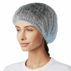 Шапочка-берет Шарлотта &laquo;Плиссе&raquo; голубая, КОМПЛЕКТ 125 шт., спанбонд 8 г/<wbr/>м<sup>2</sup>, ГЕКСА