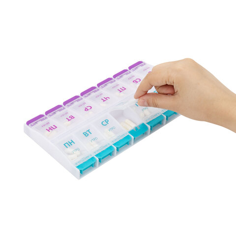 ТАБЛЕТНИЦА/Контейнер-органайзер для лекарств и витаминов "7 дней/2 приема MAXI", DASWERK (ДАСВЕРК), 631025 - фото 15