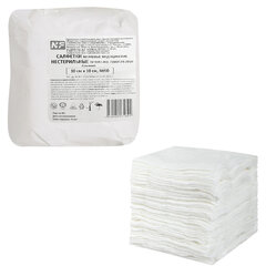 Салфетки марлевые нестерильные 10&times;10 см, 8 сложений, 50 шт., бумажный пакет, 32(±2) г/<wbr/>м<sup>2</sup>, NF