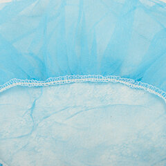 Шапочка-берет голубая, КОМПЛЕКТ 100 шт., спанбонд 14 г/<wbr/>м<sup>2</sup>, KLEVER