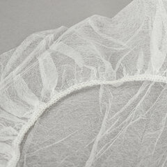 Шапочка-берет белая, КОМПЛЕКТ 100 шт., спанбонд 14 г/<wbr/>м<sup>2</sup>, KLEVER