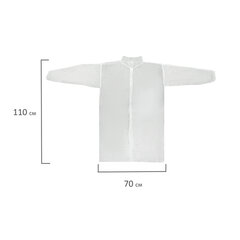 Халат одноразовый белый на липучках КОМПЛЕКТ 10 шт., XXL, 56-58 размер, 110 см, рукав на резинке, 25 г/<wbr/>м<sup>2</sup>, KLEVER