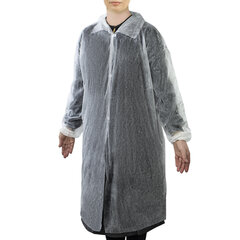 Халат одноразовый белый на липучках КОМПЛЕКТ 10 шт., XXL, 56-58 размер, 110 см, рукав на резинке, 25 г/<wbr/>м<sup>2</sup>, СНАБЛАЙН