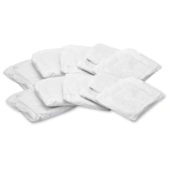 Халат одноразовый белый на липучках КОМПЛЕКТ 10 шт., XXL, 56-58 размер, 110 см, рукав на резинке, 30 г/<wbr/>м<sup>2</sup>, ОПТИТРЕЙД