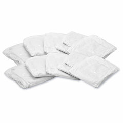 Халат одноразовый белый на кнопках КОМПЛЕКТ 10 шт., XL, 52-54 размер, 110 см, рукав на резинке, 30 г/<wbr/>м<sup>2</sup>, ОПТИТРЕЙД